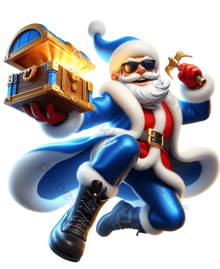 blue santa christmas slot game character png